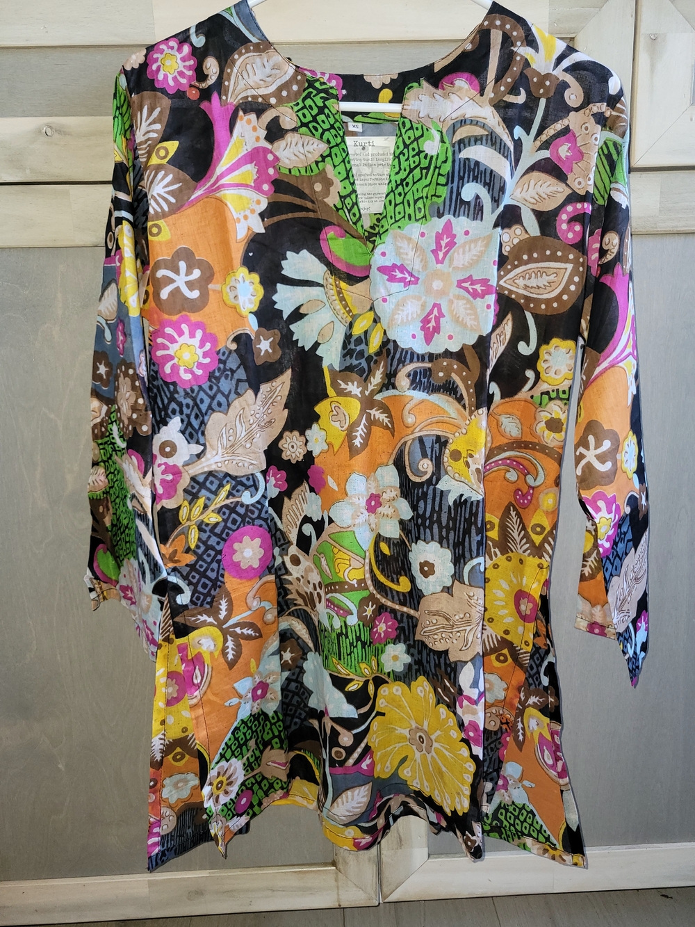 Women's Multi-Color Floral Paisley Tunic Top, Kurti Brand